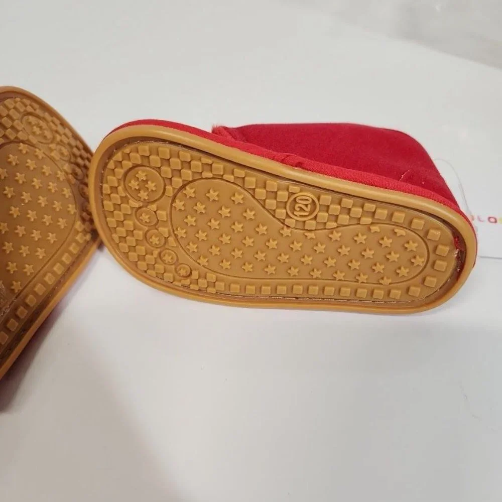 Baby Non-slip lace up booties in‎ red - Size 120mm (6-12 months)